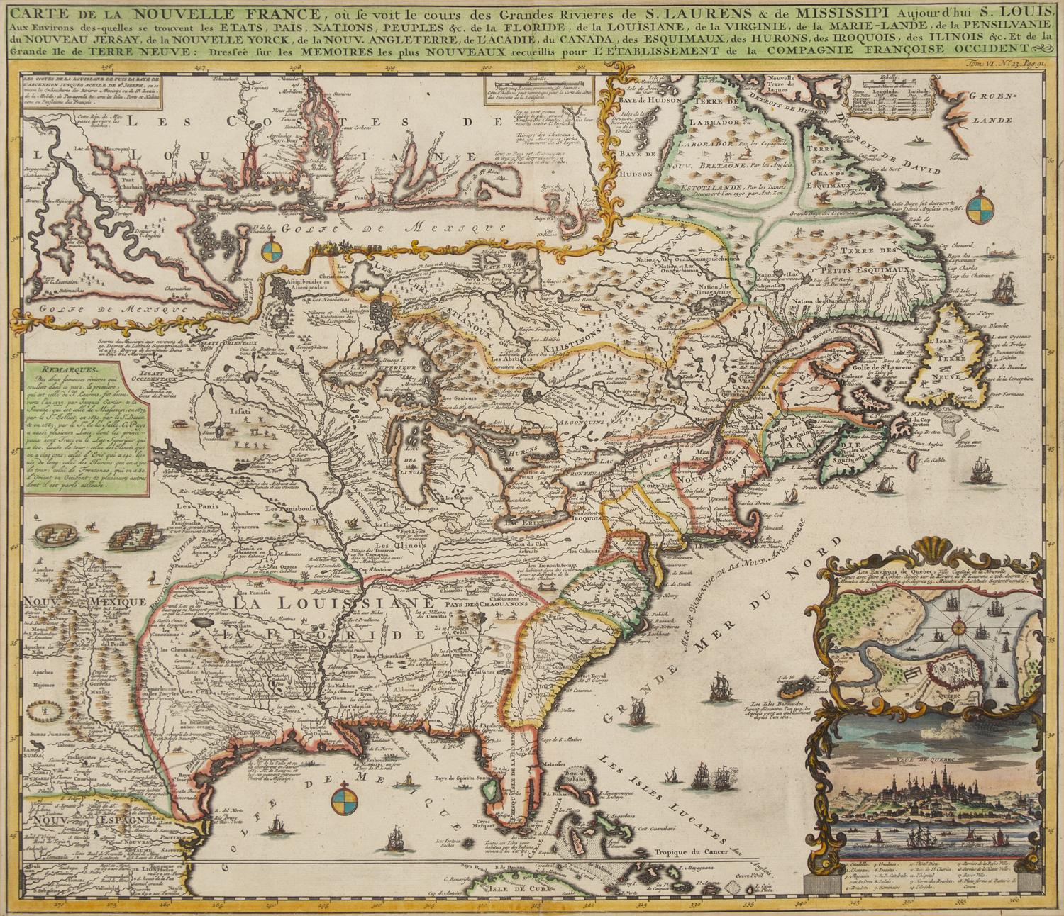 [Maps & Atlases] (de Fer, Nicholas). Carte de la Nouvelle France, ou se voit le cours des Grands Rivieres de S. Laurens & de Mississipi aujour d'hui S. Louis, Aux Environs...