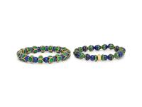 FRENCH, LAPIS LAZULI AND ENAMEL BEAD BRACELET SET