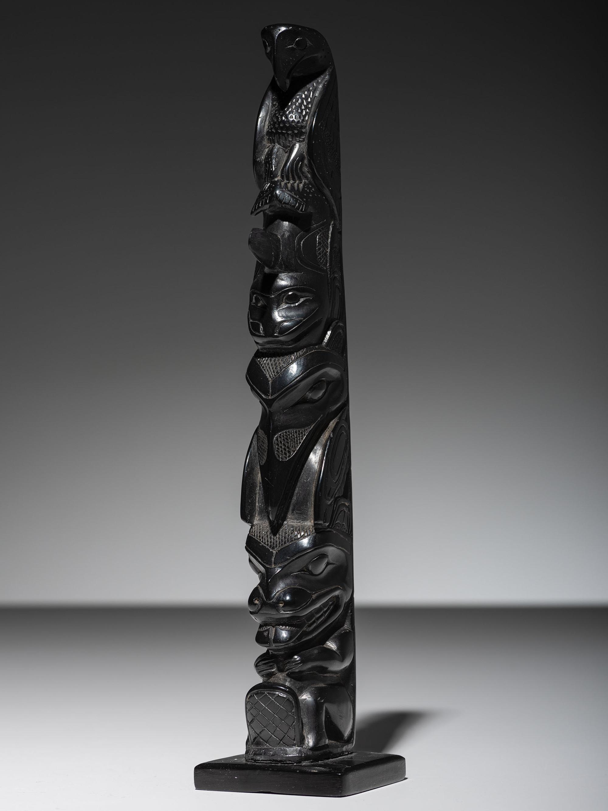 Haida Argillite Model Totem Pole