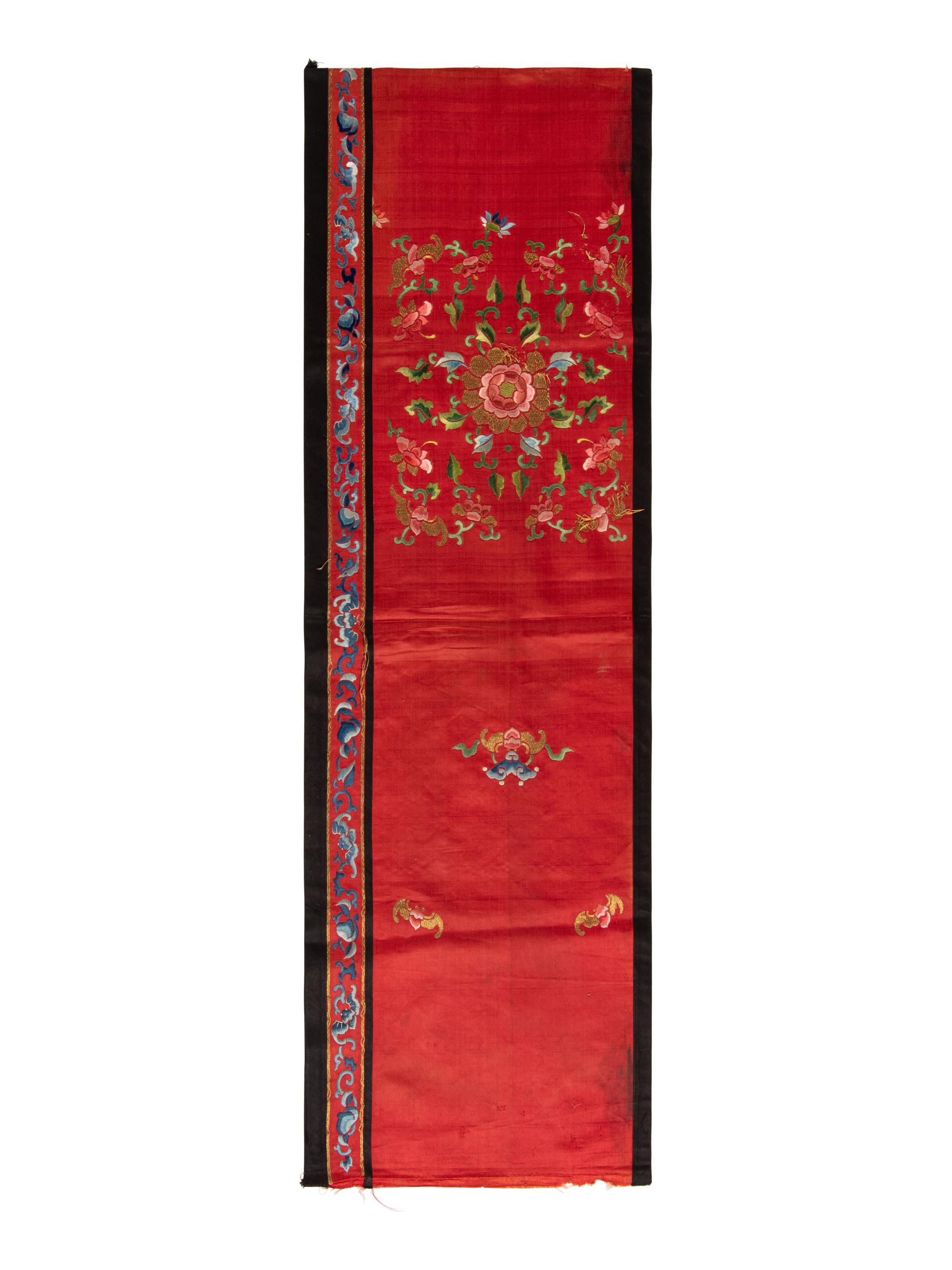 Four Chinese Embroidered Silk Panels