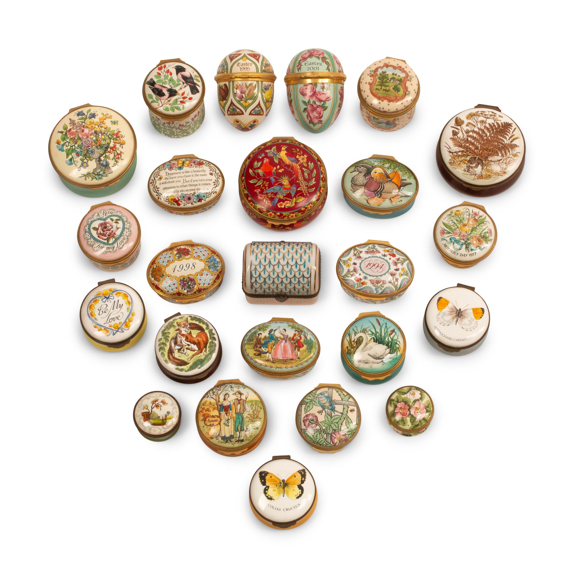 A Collection of Enameled Small Boxes