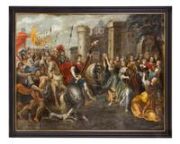 Studio of Frans Francken the Younger, (Flemish, Late 16th/Early 17th Century), The Feast of Esther (two works), David and Abigail, Davi