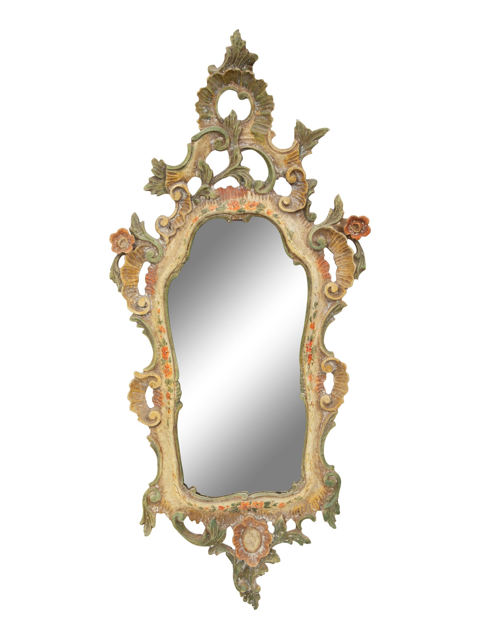 A Pair of Venetian Polychrome Painted Mirrors