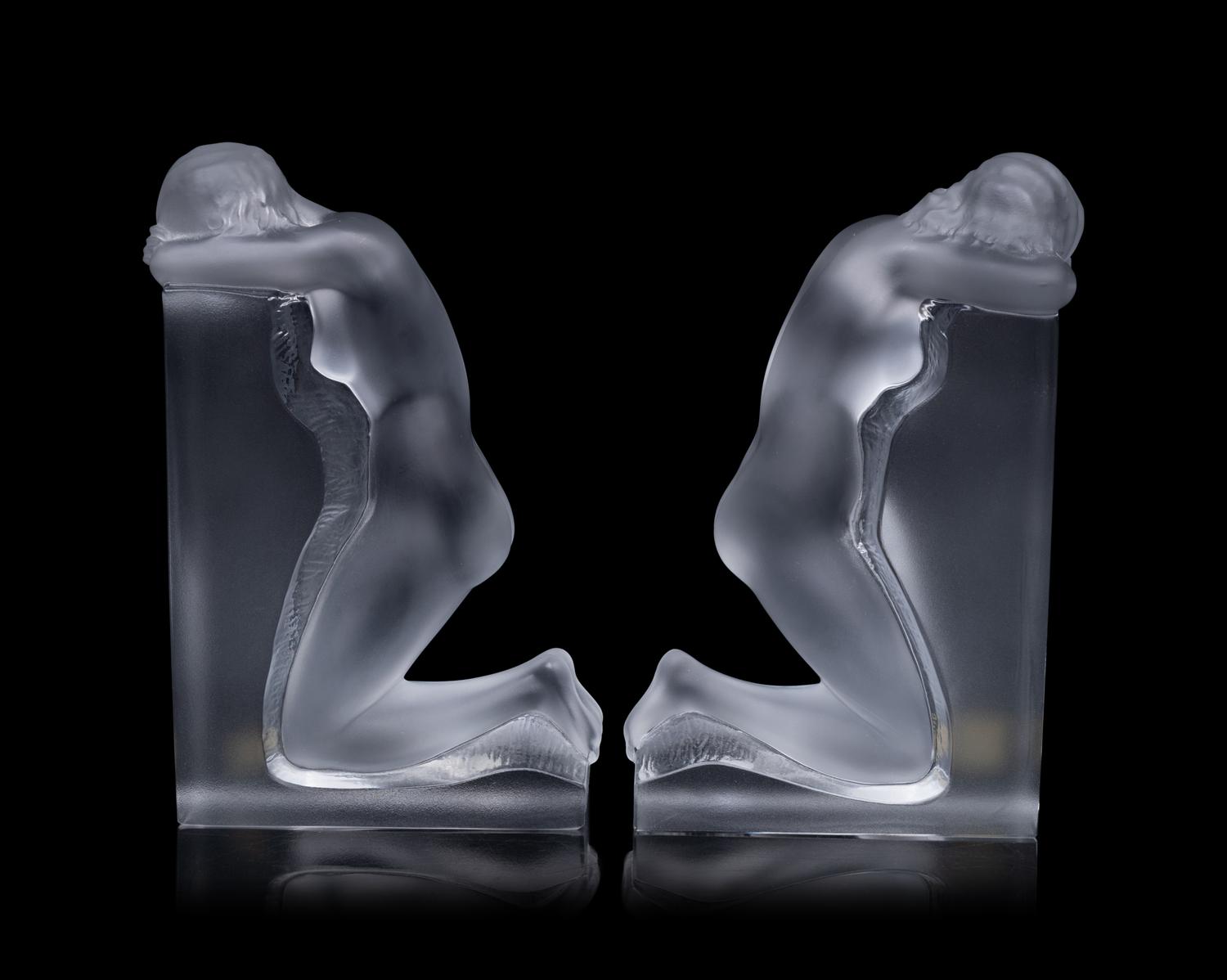 A Set of Lalique Reverie Bookends