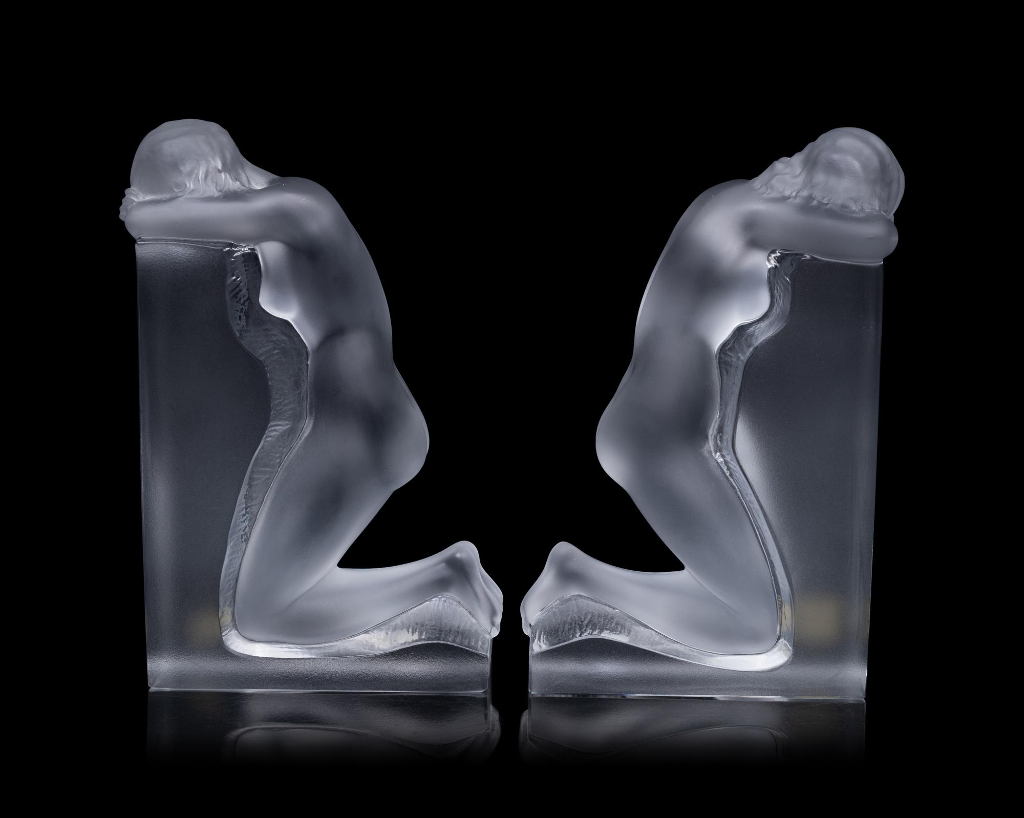 A Set of Lalique Reverie Bookends