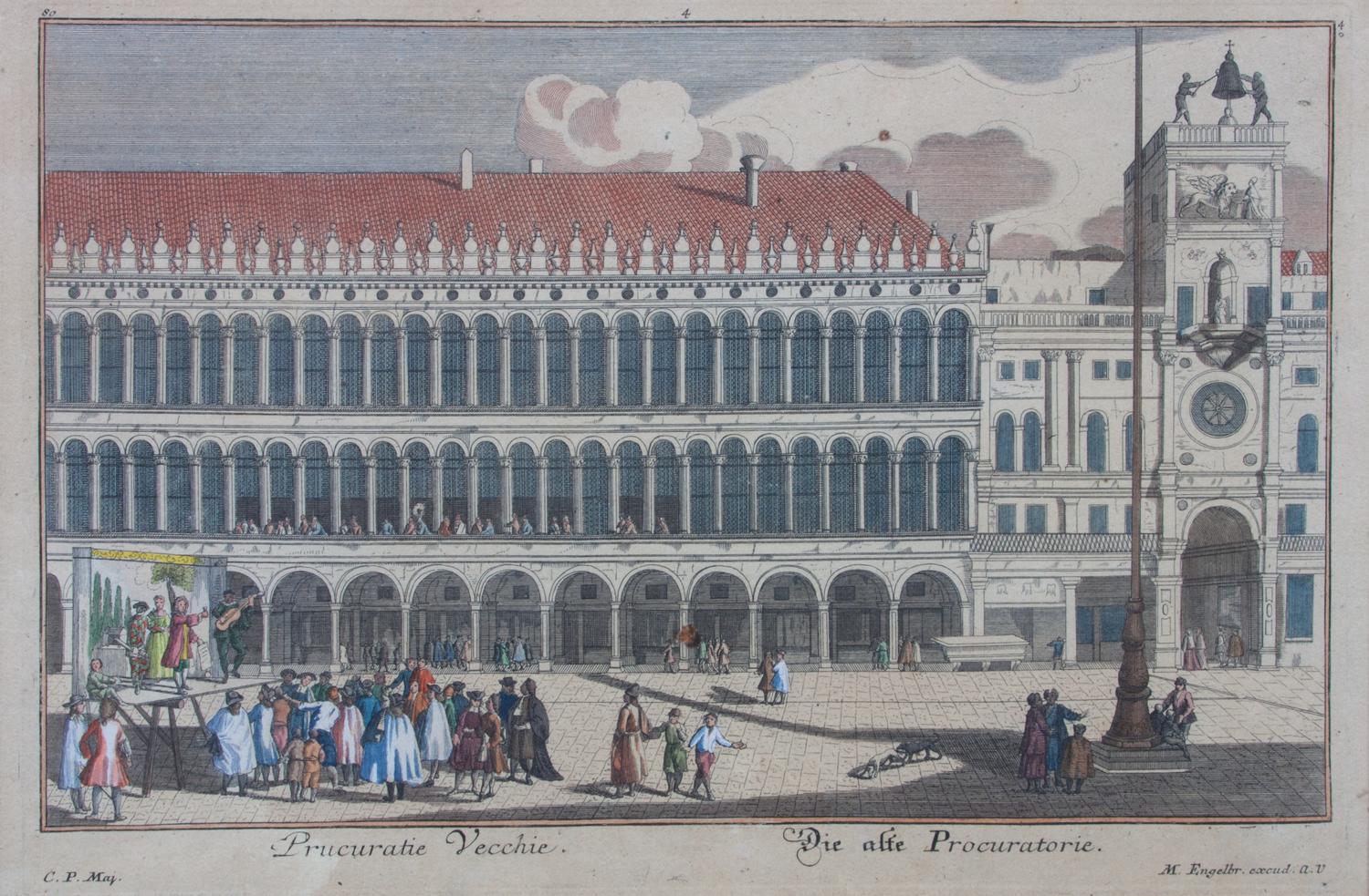 A Set of Four Hand-colored Engravings Each: 7 3/4 x 11 3/4 inches. — AFTER MARTIN ENGELBRECHT, (German, 1684-1756)