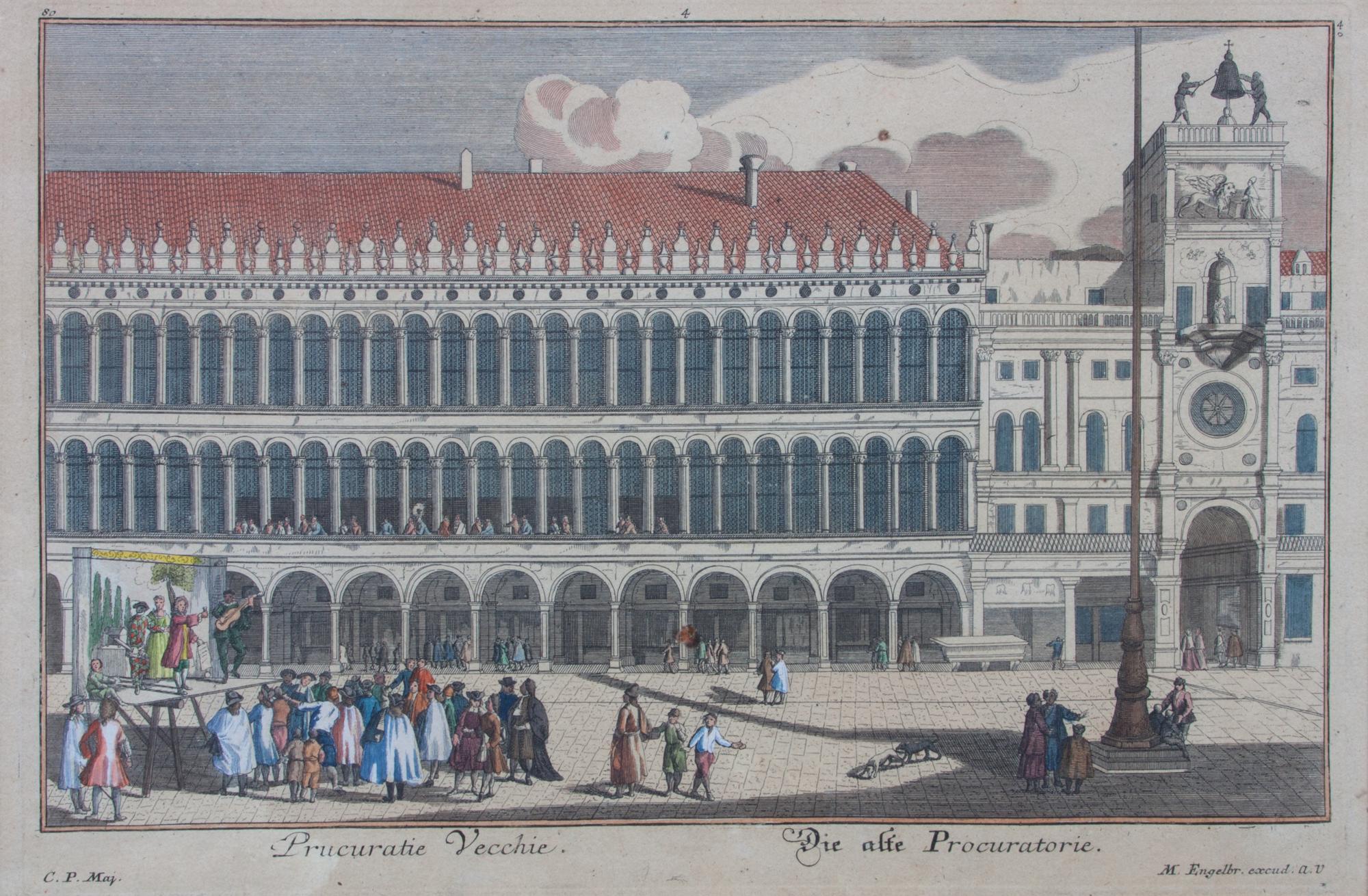 A Set of Four Hand-colored Engravings Each: 7 3/4 x 11 3/4 inches. — AFTER MARTIN ENGELBRECHT, (German, 1684-1756)