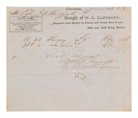 [ENSLAVEMENT]. Receipt for "negro goods, from W. G. Bancroft of Charleston, SC. 1852.