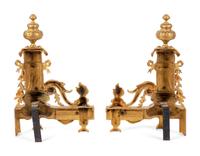 A Napoleon III Style Gilt Bronze Fireplace Suite