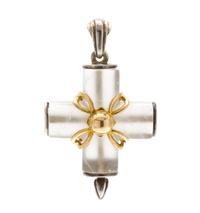 A Sterling Silver, Yellow Gold and Rock Crystal Cross Pendant, Lalaounis, 4.40 dwts.