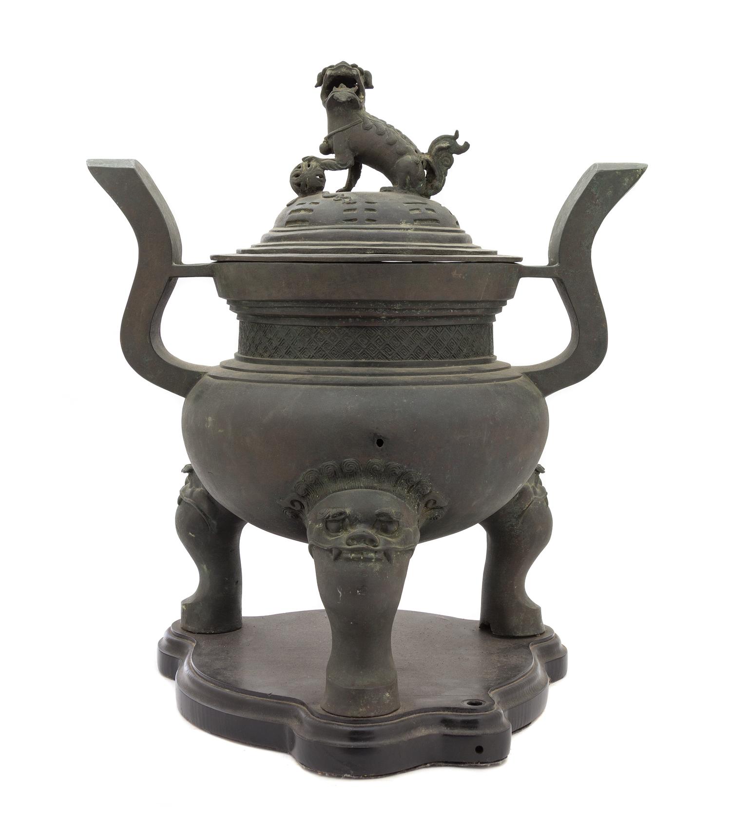 A Chinese Bronze Covered Censer 17TH/18TH CENTURY Height overall 20 1/2 inches. — 17TH/18TH CENTURY