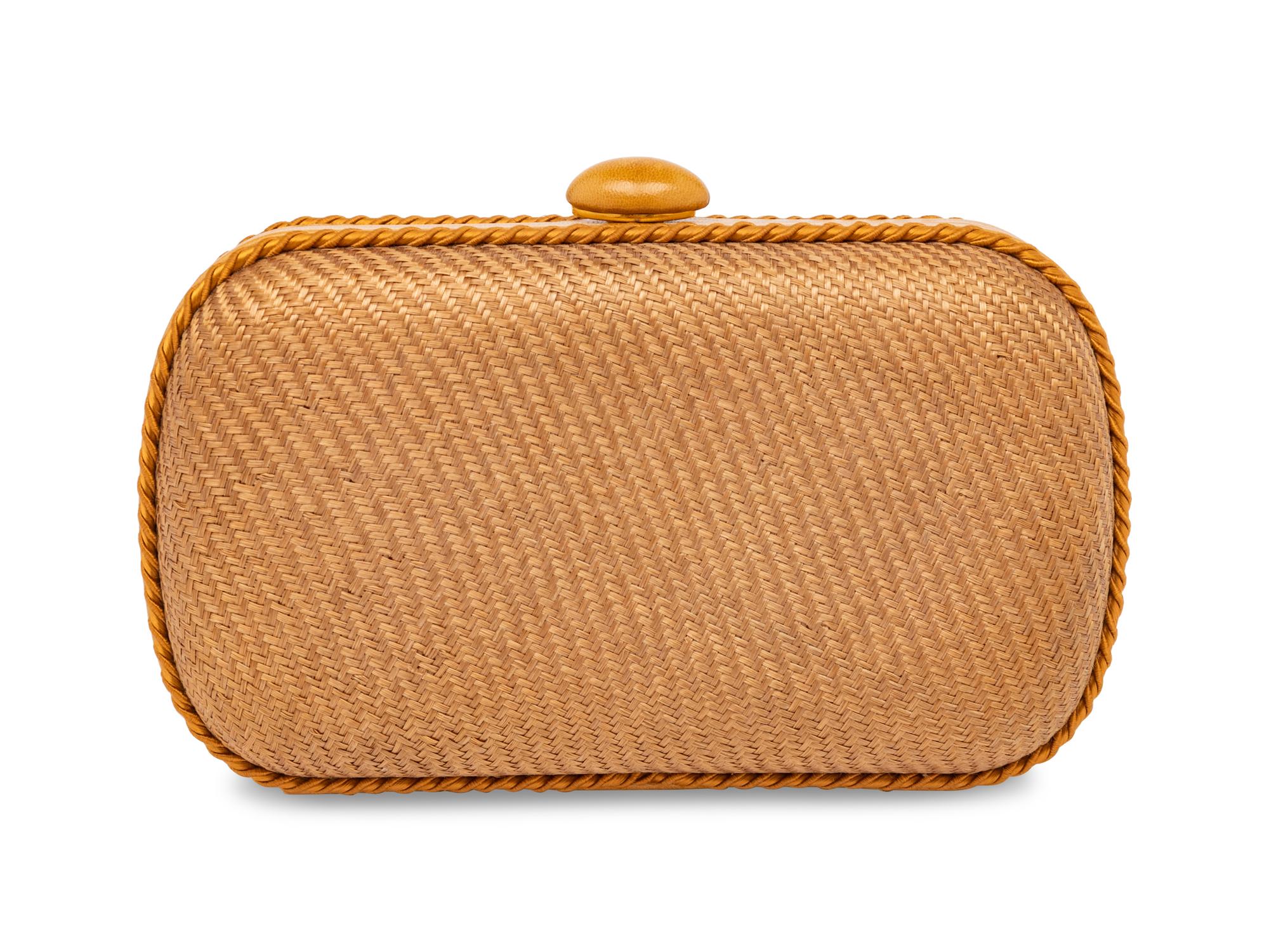 BOTTEGA VENETA, GOLD STRAW CLUTCH