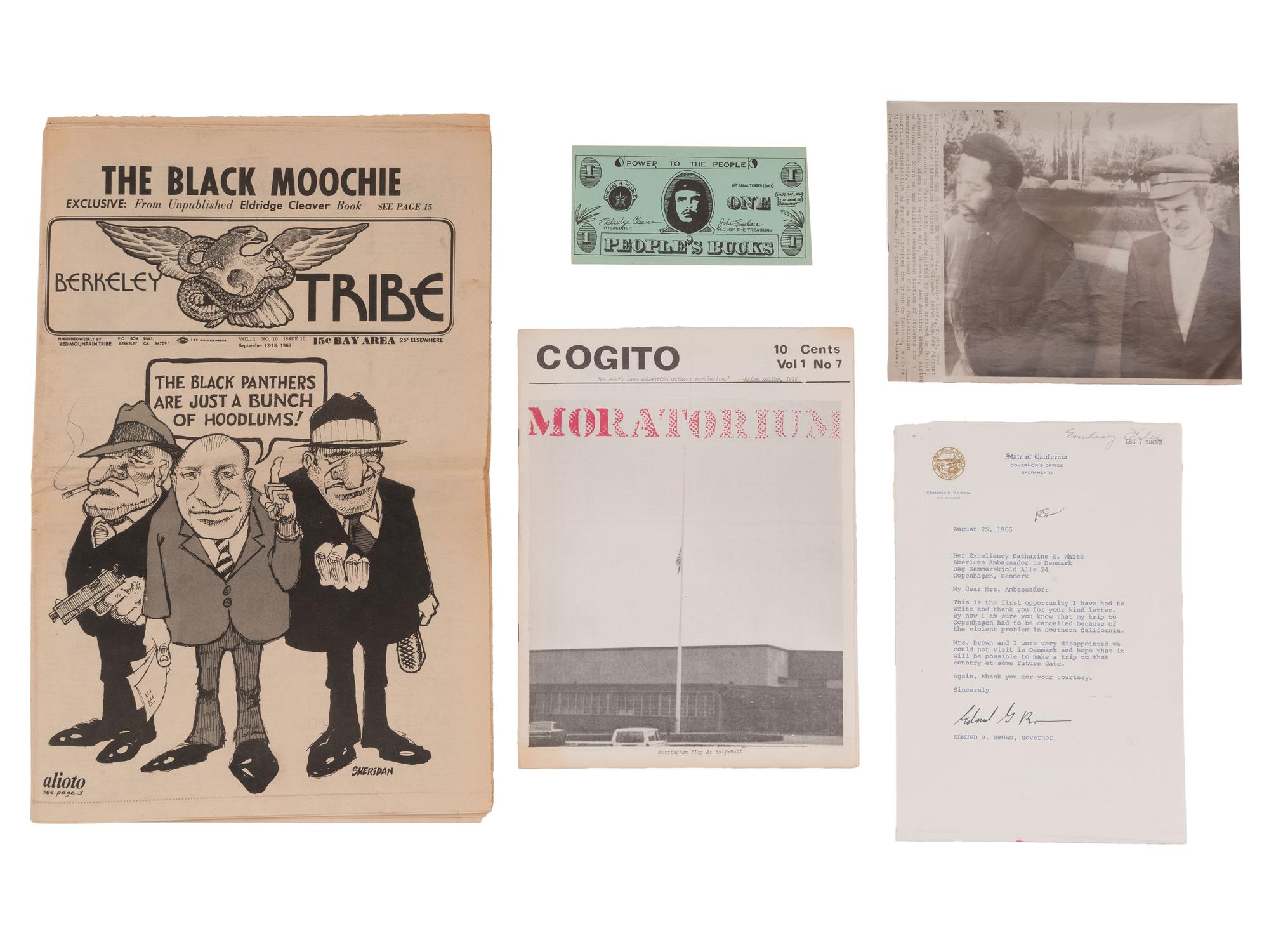 [African Americana] [Black Panthers] Group of 6 items involving the Black Panther Party and the Watts Riots