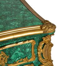 A Louis XV Style Gilt Bronze Mounted Malachite Bureau Plat