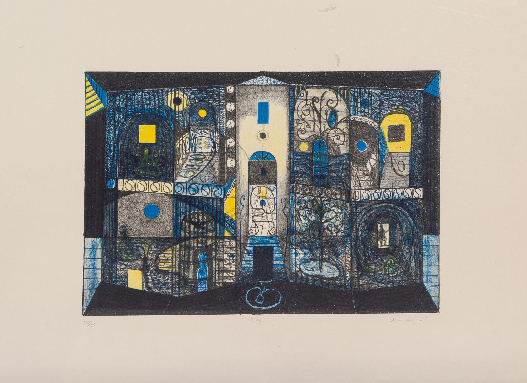 Roger Brown, (American, b. 1955), One Share Art Stock, 1989 (together with Play, 1989 by Richard Hull (American, b. 1955)