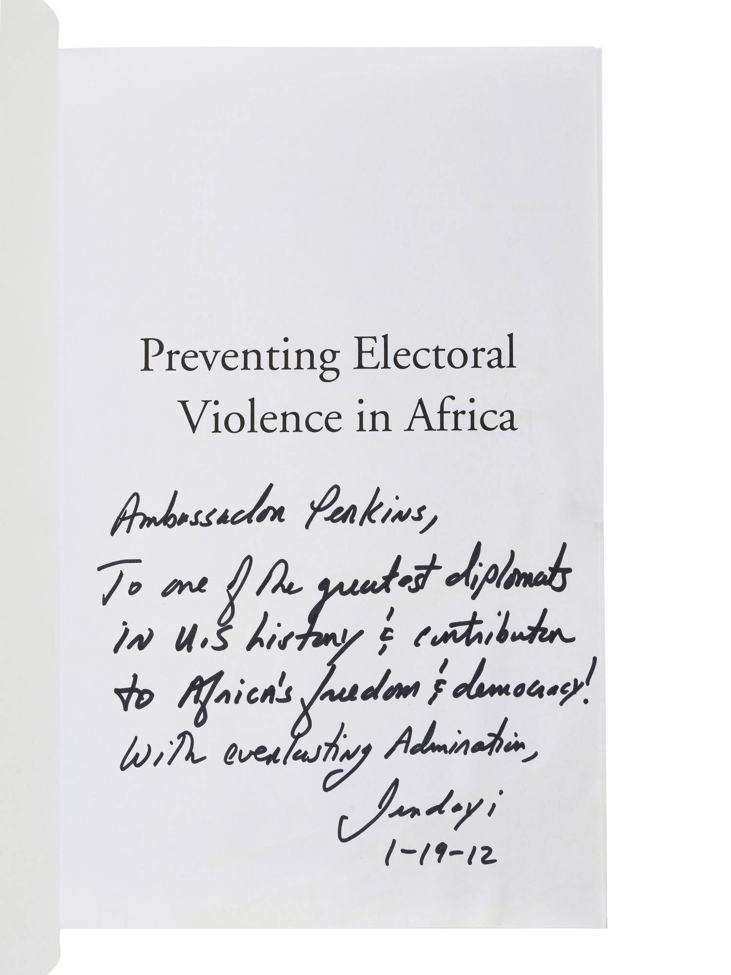 [PERKINS, Edward Joseph (1928-2020)]. [POLITICS]. A group of 9 works related to African Politics, many signed or inscribed to Perkins, including: