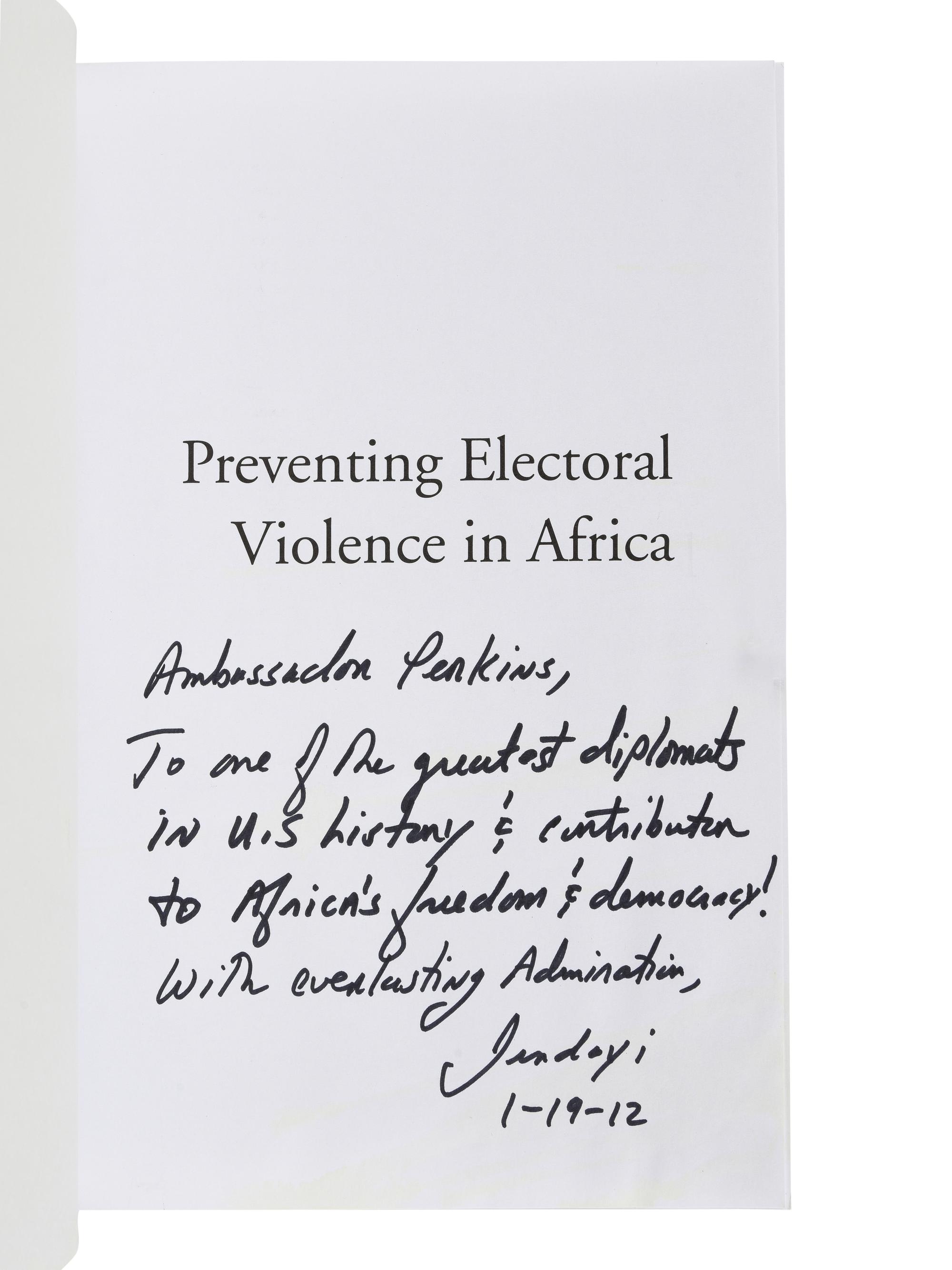 [PERKINS, Edward Joseph (1928-2020)]. [POLITICS]. A group of 9 works related to African Politics, many signed or inscribed to Perkins, including: