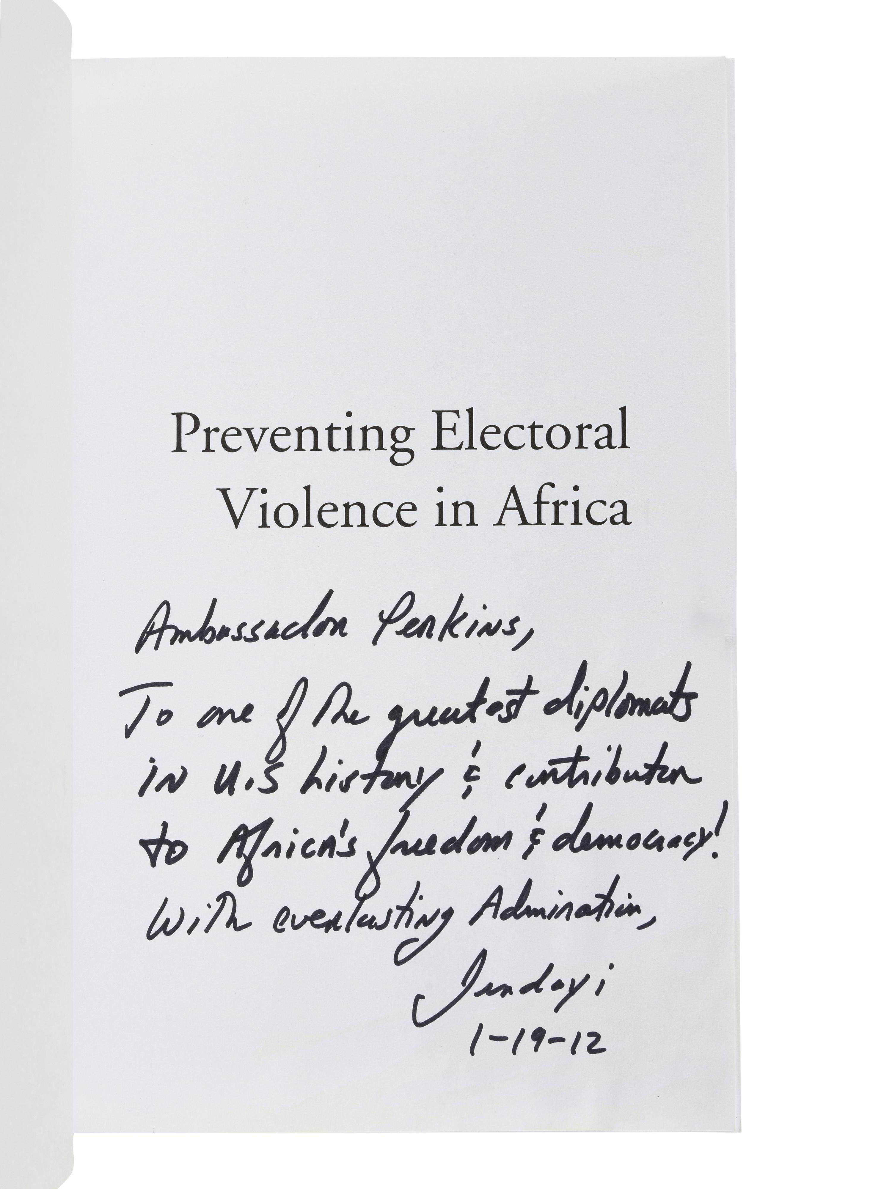 [PERKINS, Edward Joseph (1928-2020)]. [POLITICS]. A group of 9 works related to African Politics, many signed or inscribed to Perkins, including: