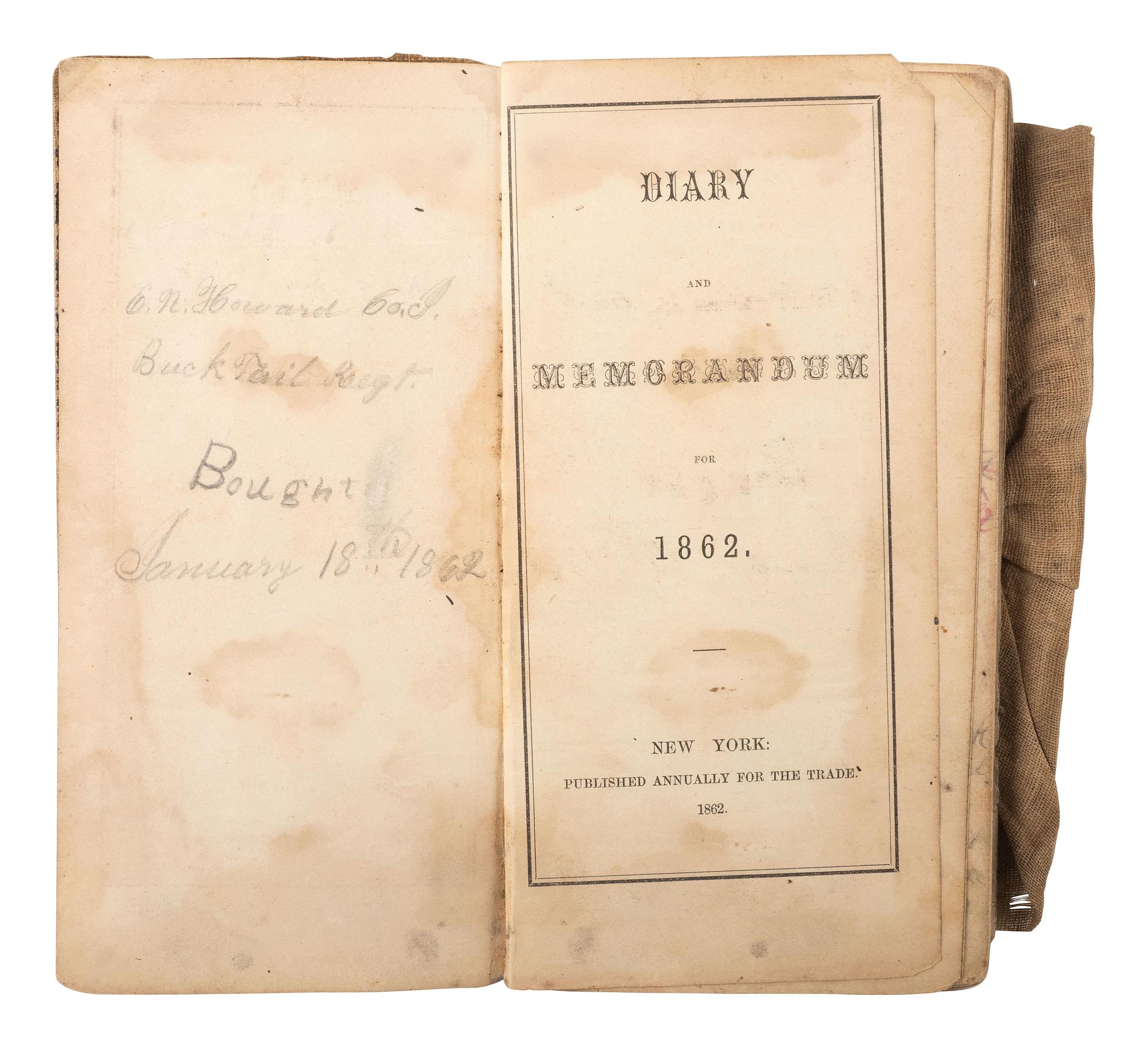 [CIVIL WAR]. Small archive associated with Private Elijah N. Howard, Co. I, 42nd Pennsylvania Infantry, the "Bucktails," incl. 1862 diary and CDV.