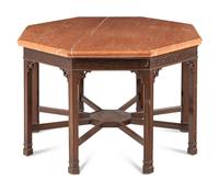 A George III Style Mahogany Marble-Top Octagonal Center Table