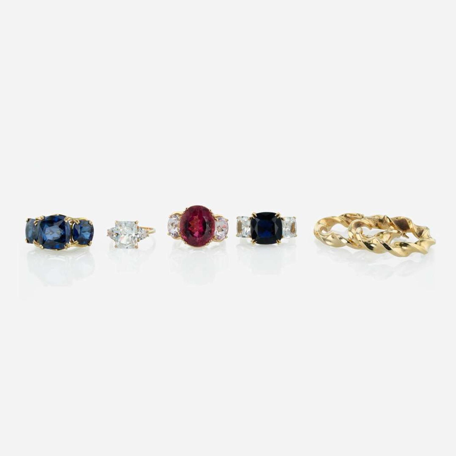 A Collection of Yellow Gold and Gemstone Jewelry