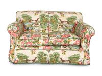 A Printed Cotton-Upholstered Two-Cushion Sofa