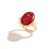 A Greek Glass Ring Stone with the Goddess Venus — Set in a gold ring