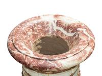 A Set of Four Italian Carved Red and White Marble Urns