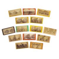 [Early Photography]. A group of 14 stereoviews with photographic interest, feat. photo galleries of Brady, Anthony, and Taber.