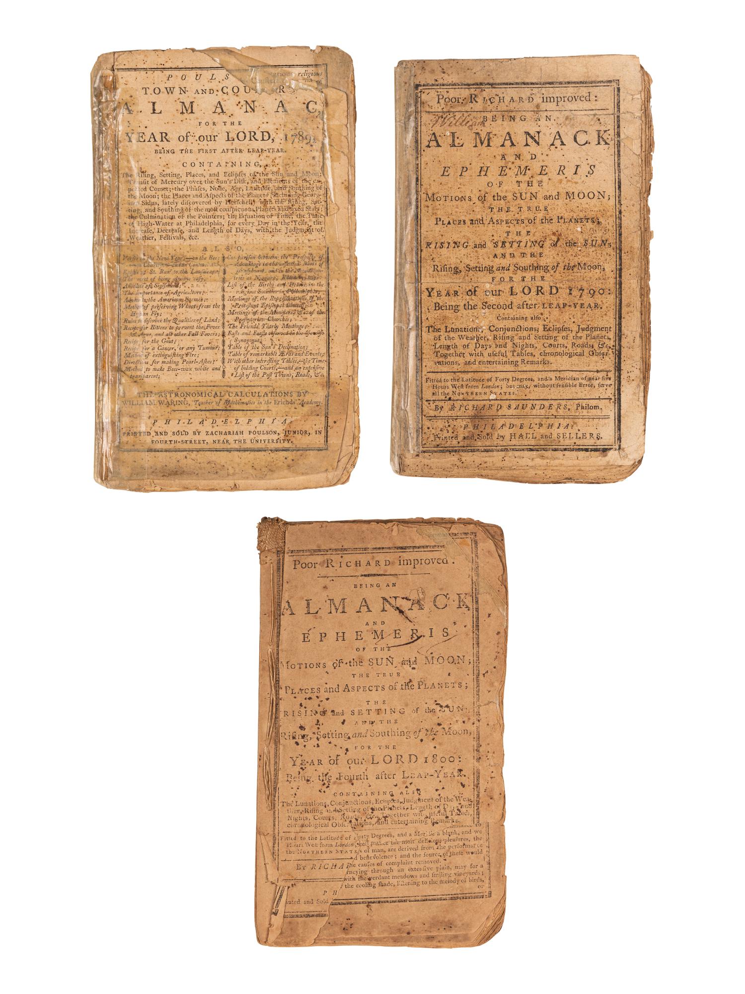 [ALMANACS - PHILADELPHIA]. A group of 7 almanacs, published Philadelphia by various printers, comprising: