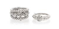 A Collection of 18 Karat White Gold and Diamond Rings, Fope, 15.30 dwts.