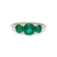 THREE STONE EMERALD AND WHITE GOLD RING