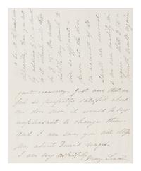 LINCOLN, Mary Todd (1818-1882). Autograph letter signed ("Mary Lincoln"), to B.B. French, Washington, D.C., 16 January 1864.