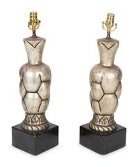 A Pair of Silvered Lamps — 20TH CENTURY