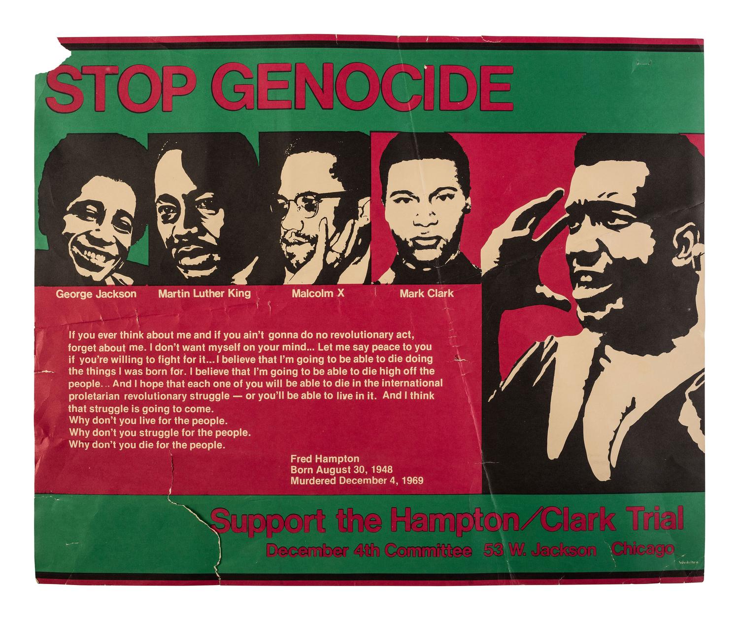 [CIVIL RIGHTS - MILITARIA]. A group of 3 posters involving Malcolm X and Fred Hampton, including: " You and I have not benefited from American Democracy, We've only suffered from American Hypocrisy. " Ca 1970s.