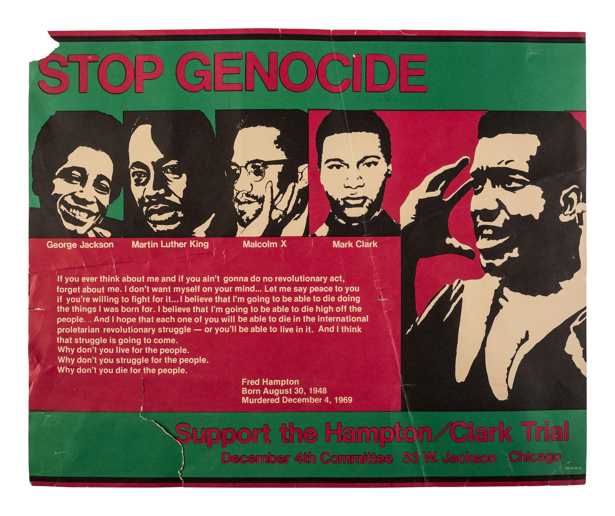 [CIVIL RIGHTS - MILITARIA]. A group of 3 posters involving Malcolm X and Fred Hampton, including: " You and I have not benefited from American Democracy, We've only suffered from American Hypocrisy. " Ca 1970s.