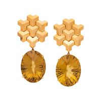 PAOLO COSTAGLI, YELLOW GOLD, AMETHYST AND CITRINE CONVERTIBLE EARCLIPS