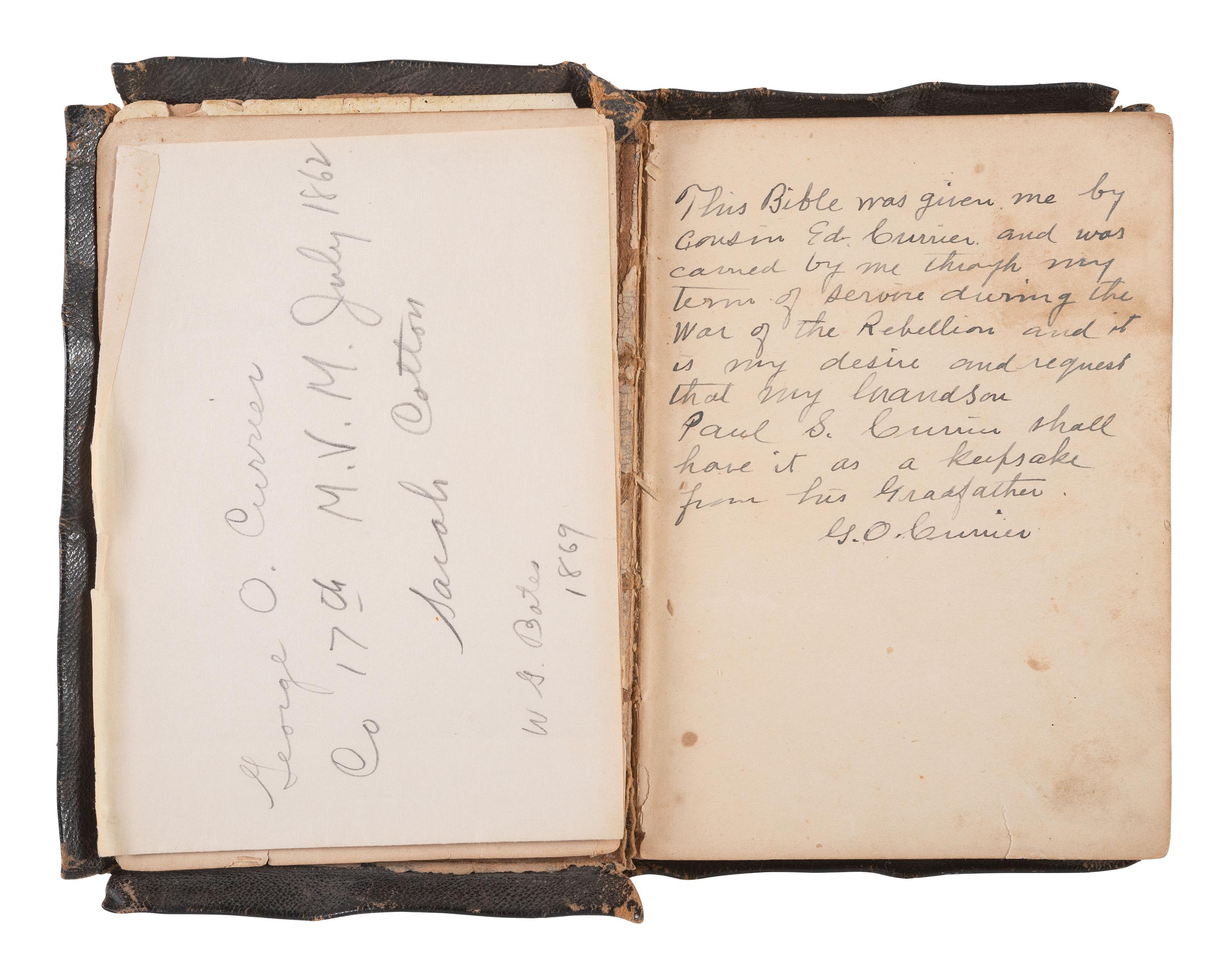 [CIVIL WAR]. Archive of George O. Currier, 17th Maine Infantry, incl. journal with significant GETTYSBURG content, among other important battles. 1863-64.