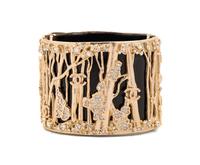 A Chanel Black Resin Goldtone Wide Cuff Bracelet, 2011 Width: 2"