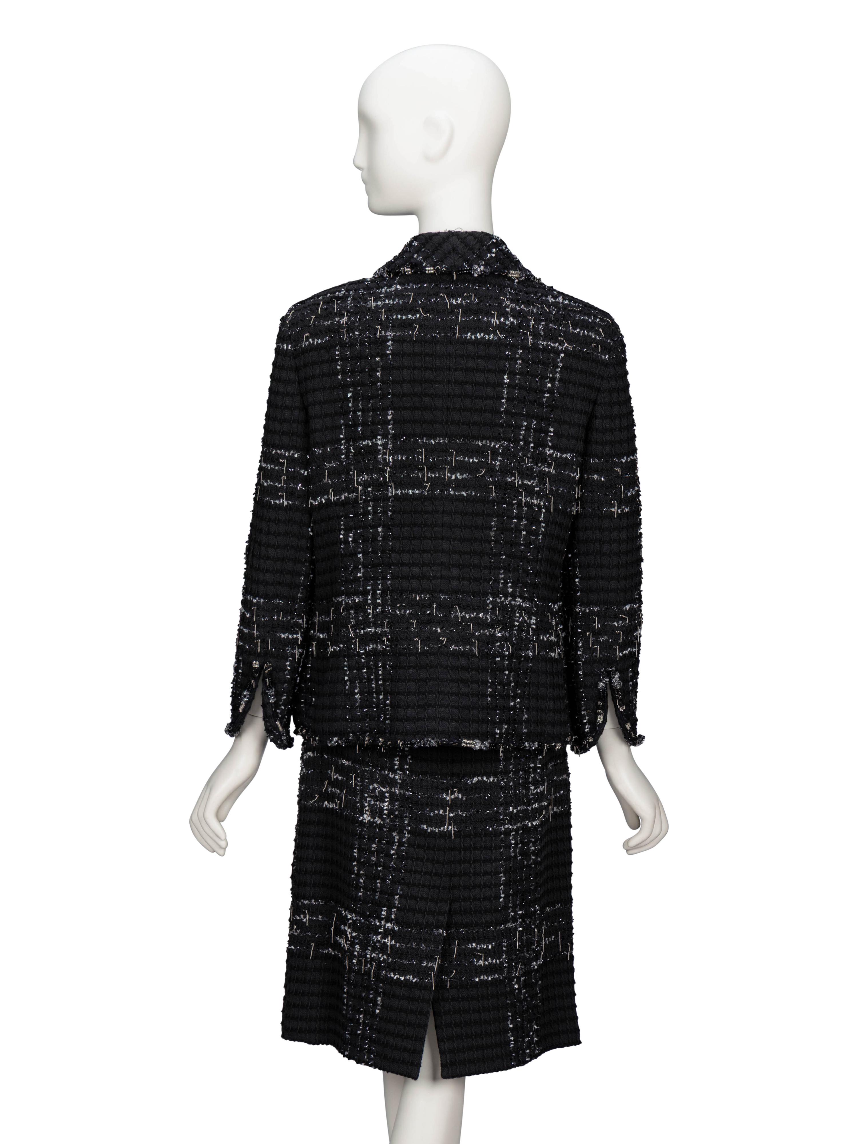 Chanel, Black & Silver Tweed Skirt Suit