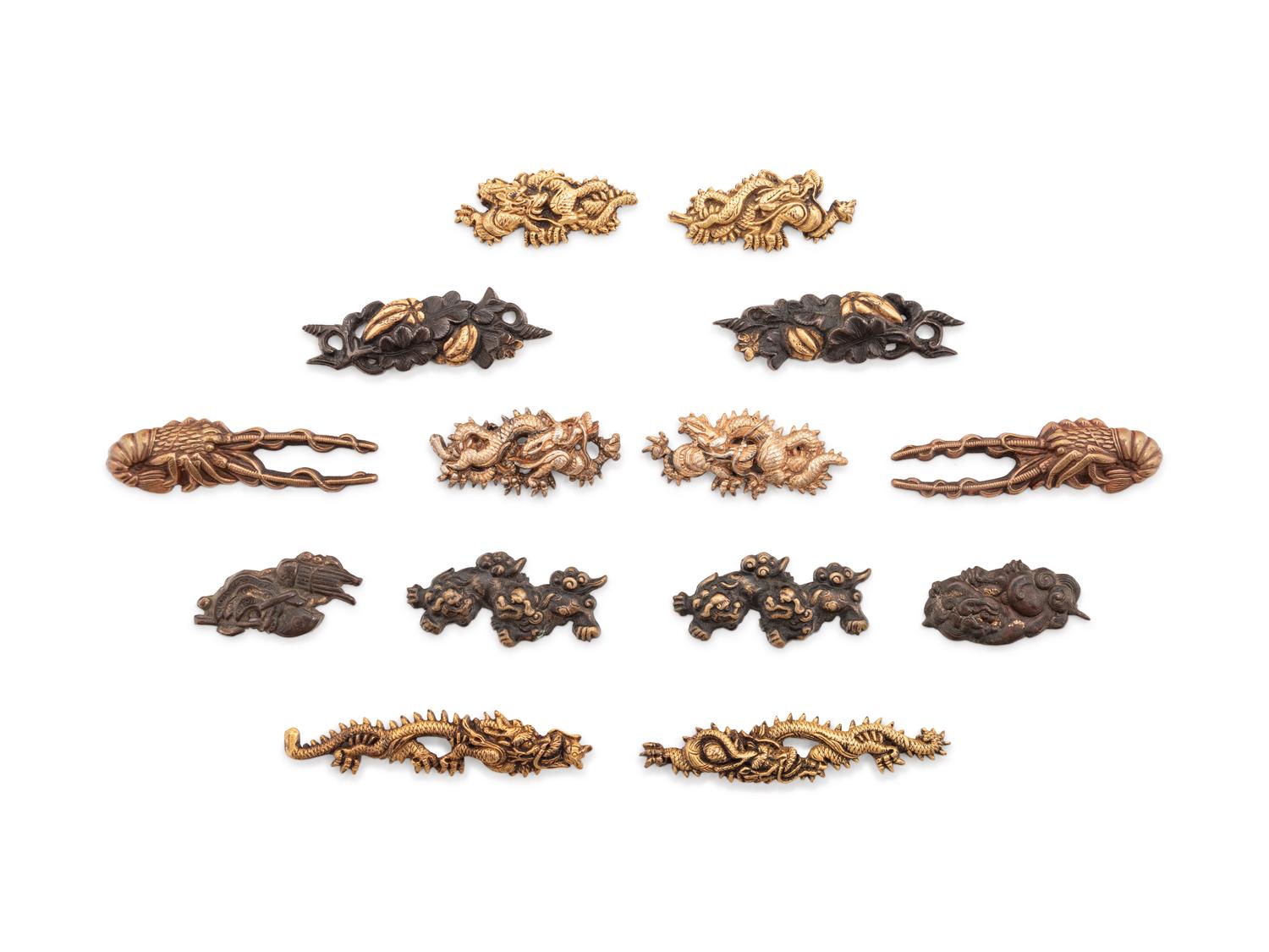 Fourteen Mixed Metal Menuki