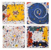 After Sam Francis, (American, 1923-1994), the complete set of four ceramic plates in colors, c. 2000