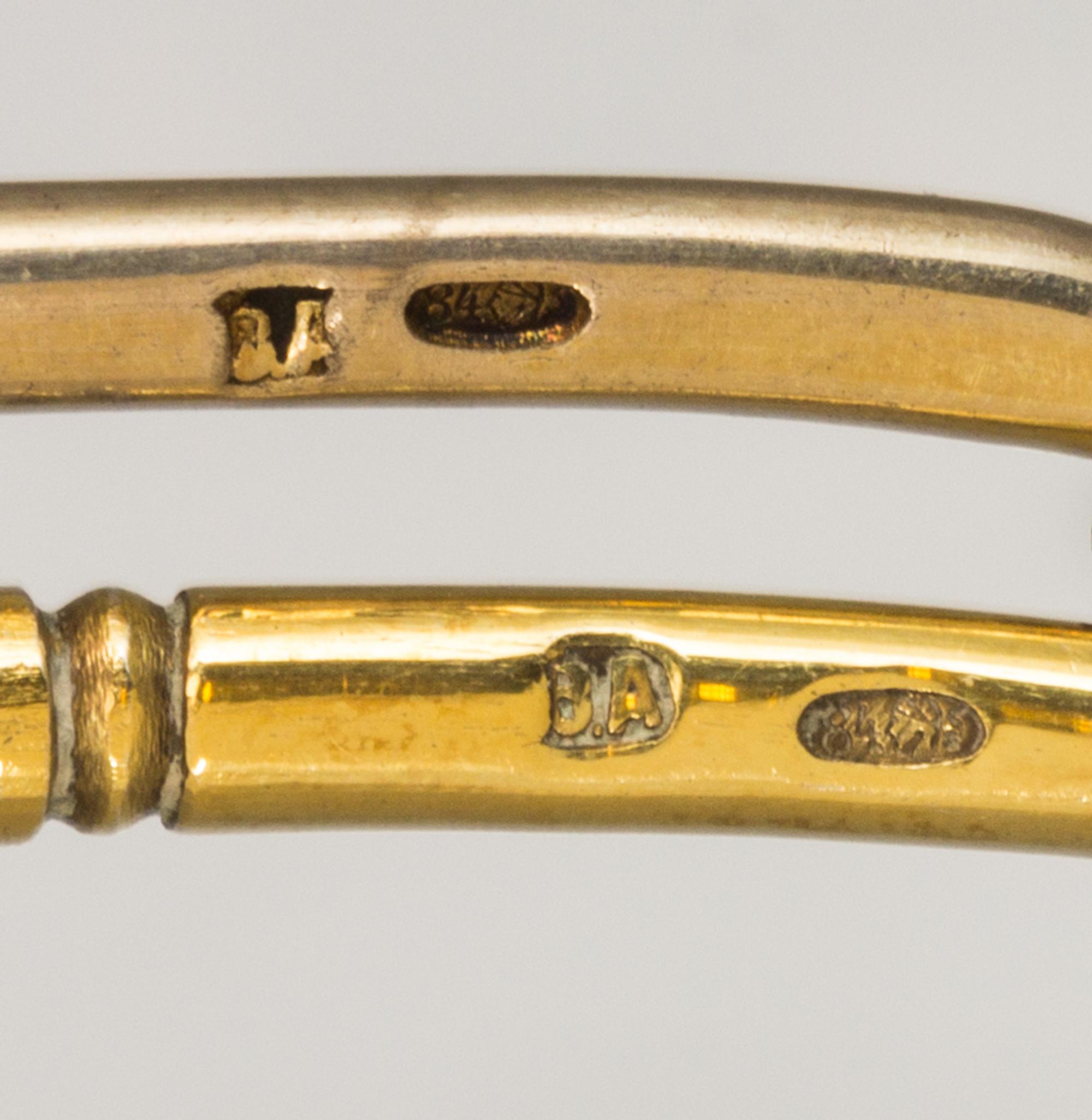 Two Russian Silver-Gilt and Enamel Spoons, Mark likely of Vasiily Agafonov, kokoshnik mark of Ivan Lebedkin, Moscow, late 19th/early 20