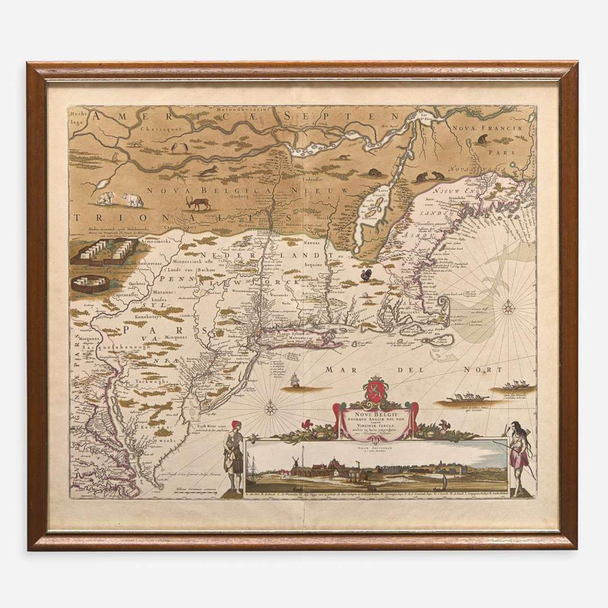 [Americana] [New York] Visscher, Nicolaas Jansz. Novi Belgii Novaeque Angliae nec non Partis Virginiae Tabula...