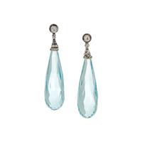 AQUAMARINE AND DIAMOND EARCLIPS