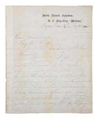 [CIVIL WAR]. PORTER, David Dixon (1813-1891). Letter signed on US Flagship Malvern letterhead.