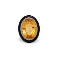 CITRINE, BLACK ONYX, AND DIAMOND RING