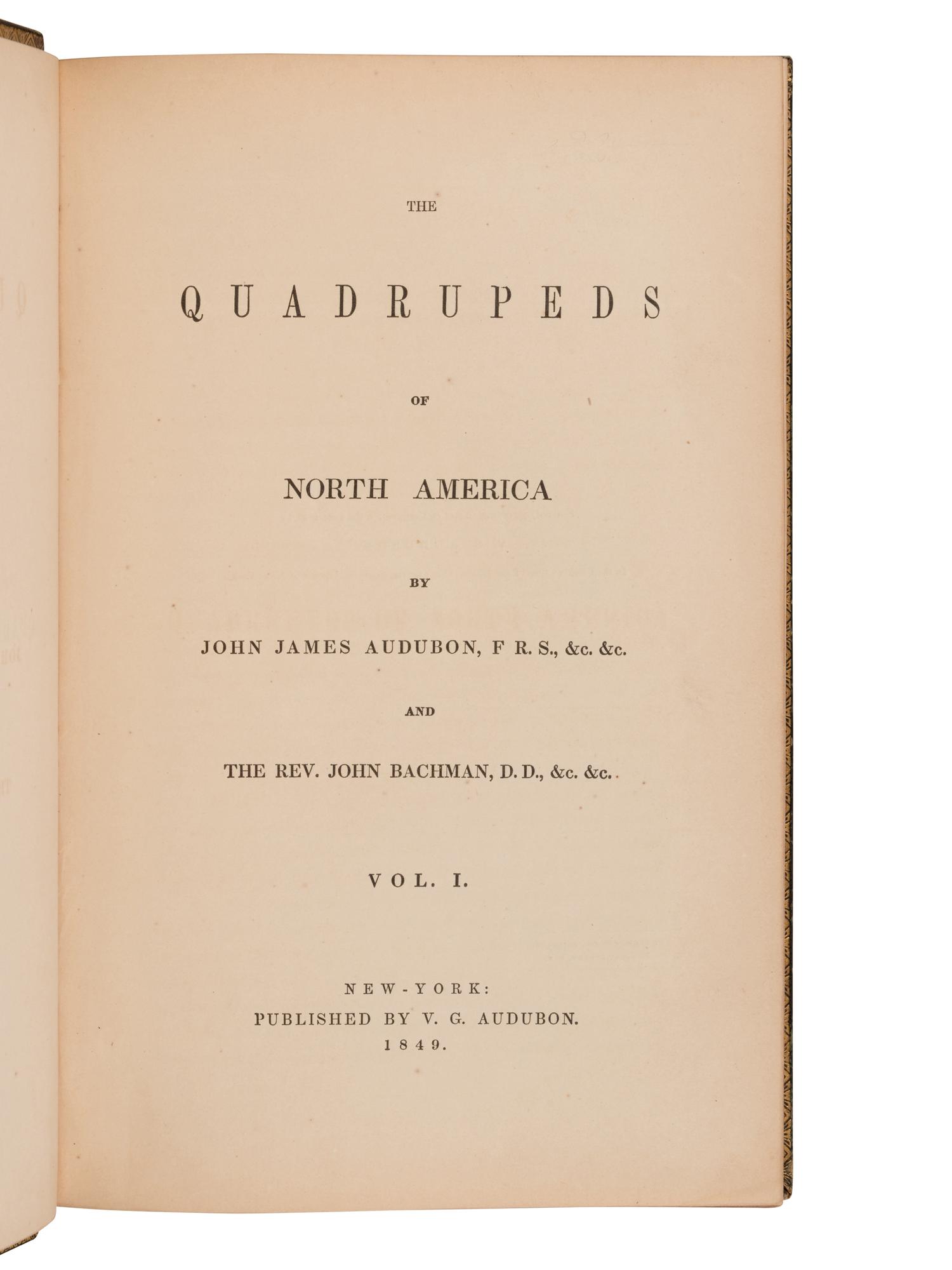 AUDUBON, John James (1785-1851) and John BACHMAN (1790-1874). The Quadrupeds of North America. New York: V.G. Audubon, 1849, 1851, 1854.