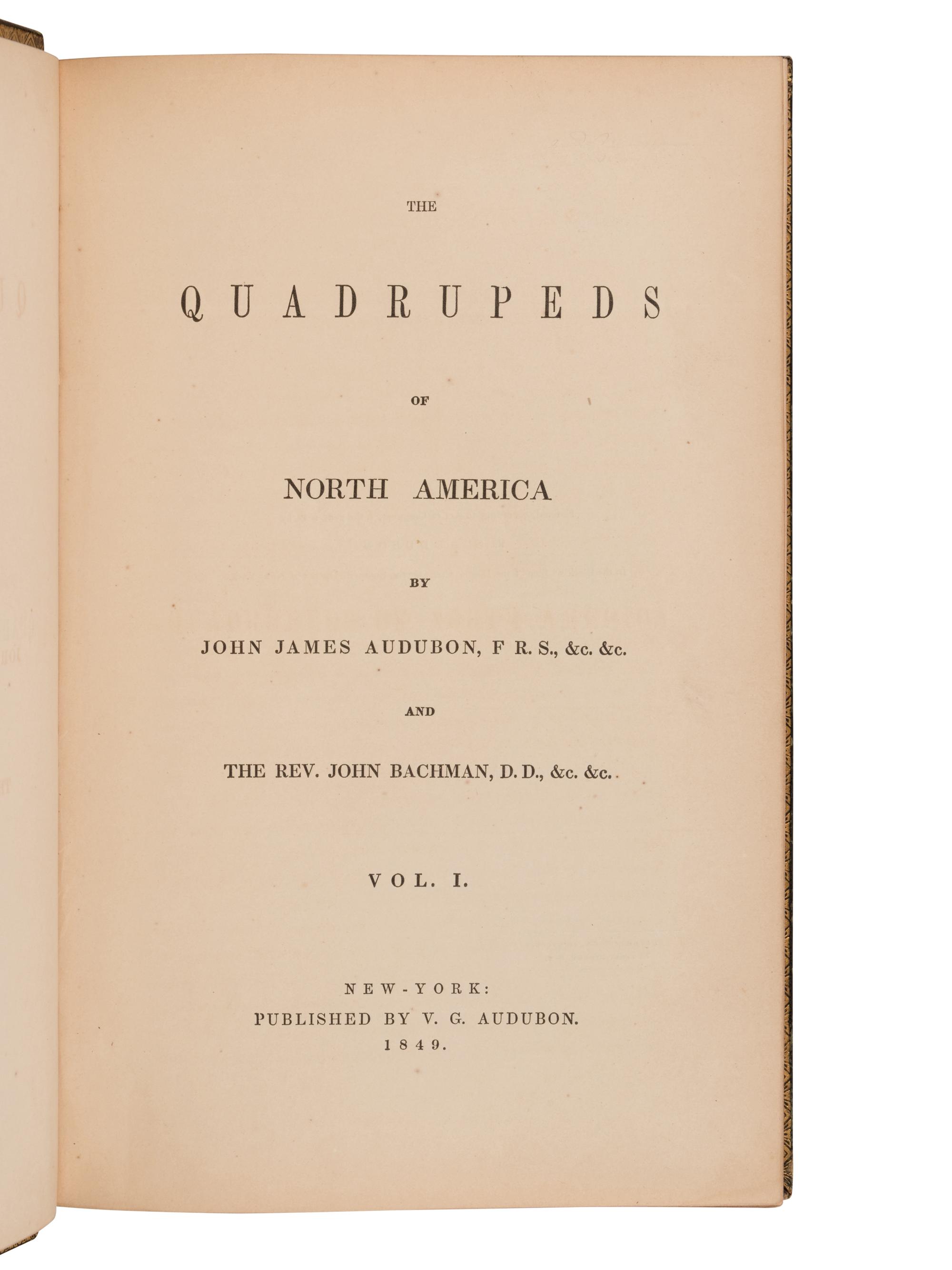 AUDUBON, John James (1785-1851) and John BACHMAN (1790-1874). The Quadrupeds of North America. New York: V.G. Audubon, 1849, 1851, 1854.