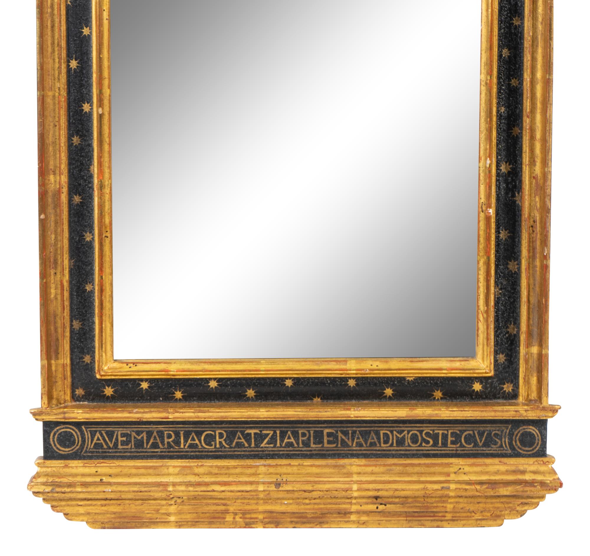 An Italian Gilt and Ebonized Wood Mirror — 20TH CENTURY